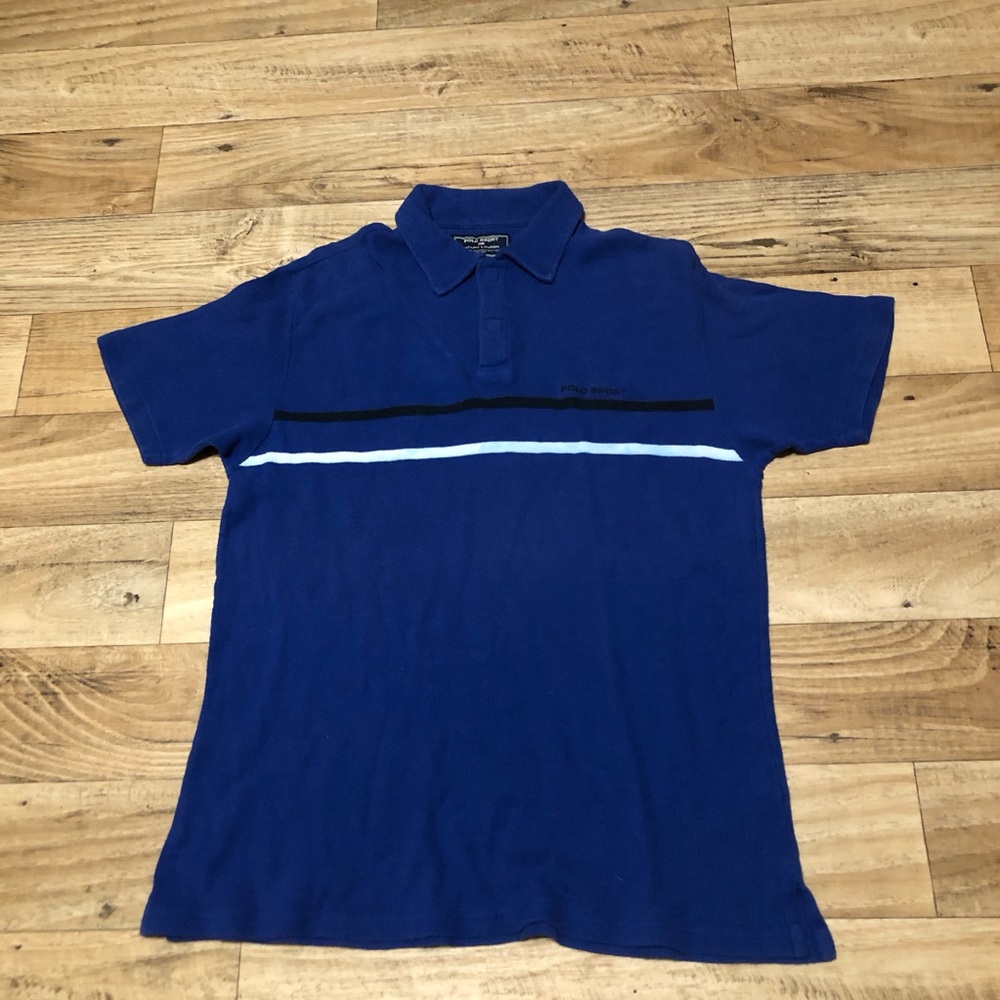 Vintage Polo Sport by Ralph Lauren Blue Polo Shirt with Sporty Stripe